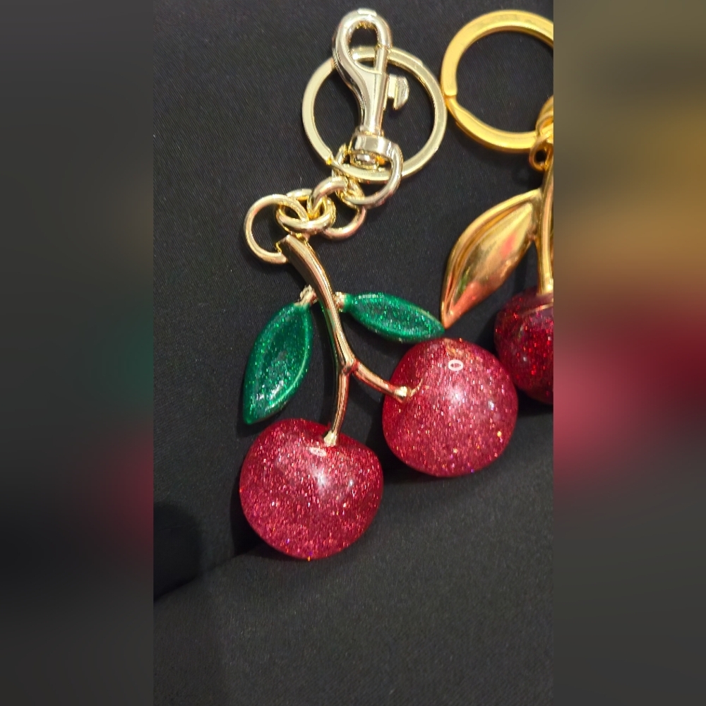 🍒 CHERRY BAG CHARM KEY CHAINS 🍒 HUGE CHERRIES - Only 1 Set